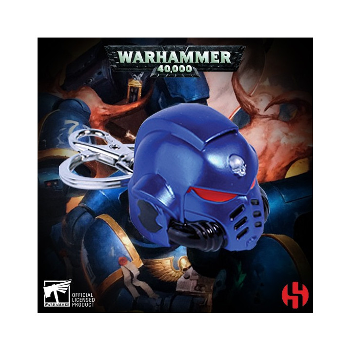 PORTE-CLÉS - KEYCHAIN W40K - SPACE MARINE PRIMARIS ULTRAMARINE HELMET