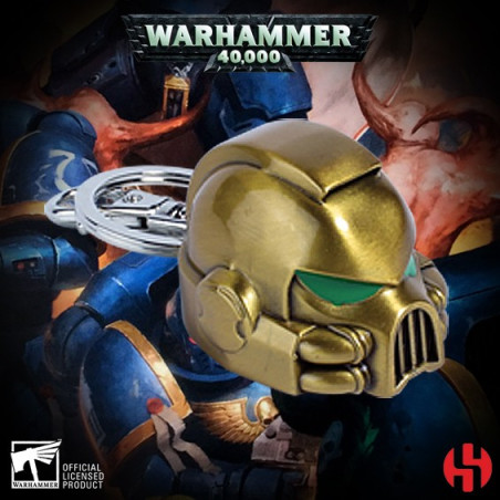 PORTE-CLES - KEYCHAIN W40K - SPACE MARINE MKVII HELMET GOLD