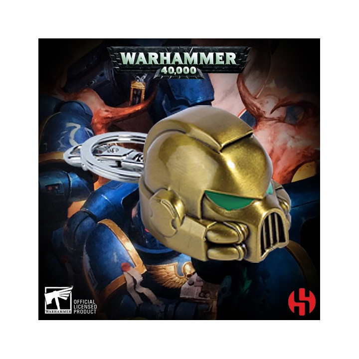 PORTE-CLES - KEYCHAIN W40K - SPACE MARINE MKVII HELMET GOLD