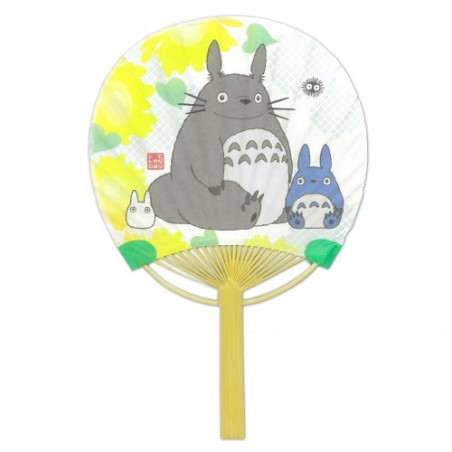 ÉVENTAIL JAPONAIS BAMBOU TOTORO ET TOURNESOLS - MON VOISIN TOTORO