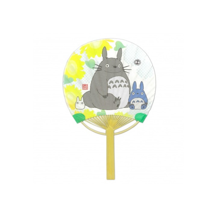 ÉVENTAIL JAPONAIS BAMBOU TOTORO ET TOURNESOLS - MON VOISIN TOTORO