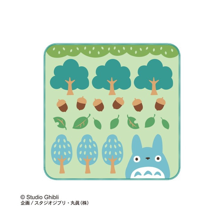 Mini-serviette Totoro Bleu Arbres et Noisettes 25x25 cm - Mon voisin 