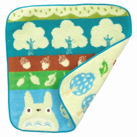 Mini-serviette Totoro Bleu Arbres et Noisettes 25x25 cm - Mon voisin 