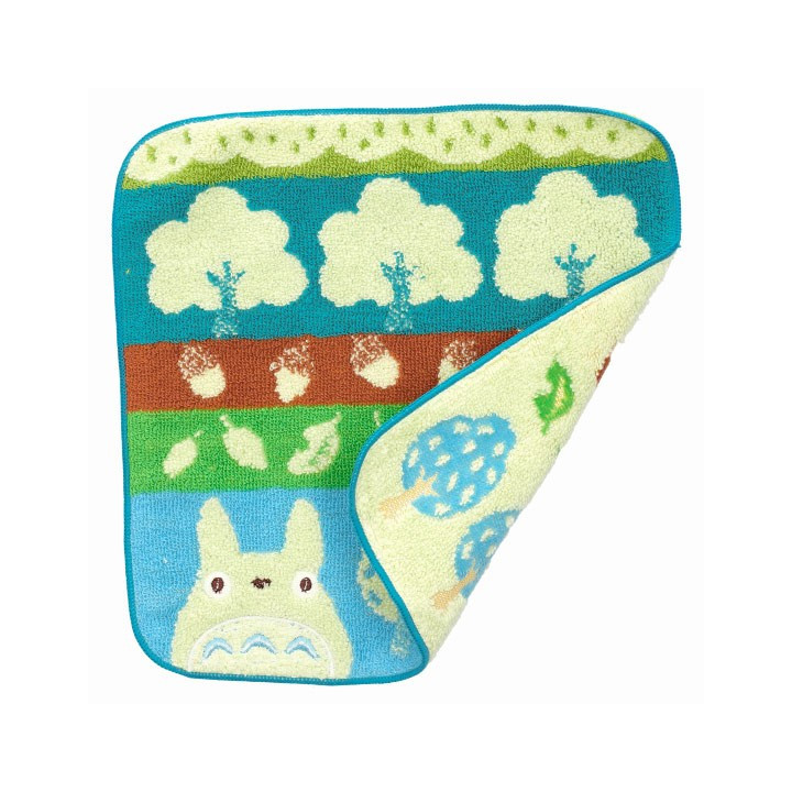 Mini-serviette Totoro Bleu Arbres et Noisettes 25x25 cm - Mon voisin 