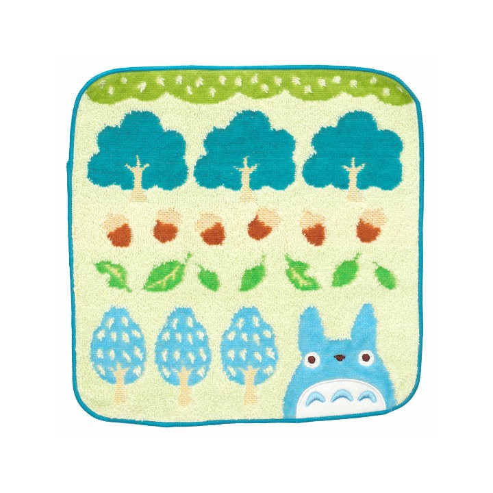 Mini-serviette Totoro Bleu Arbres et Noisettes 25x25 cm - Mon voisin 