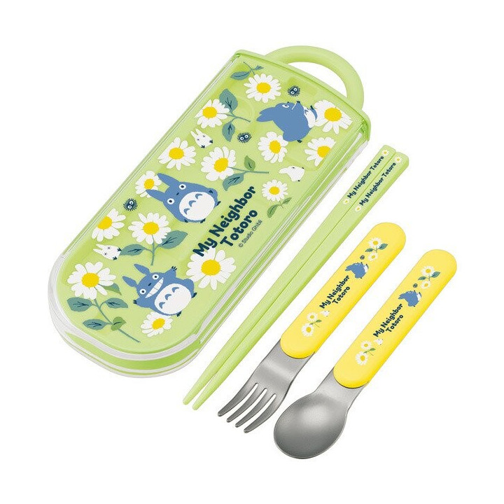 Set Baguettes Cuillère Fourchette Totoro Bleu Marguerites - Mon Voisi