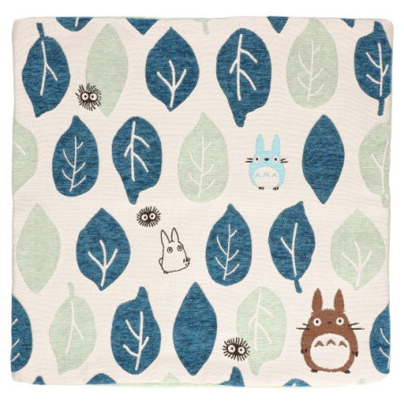 Coussin Totoro Feuilles Bleues et Vertes 45x45cm - Mon Voisin Totoro