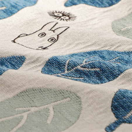 Coussin Totoro Feuilles Bleues et Vertes 45x45cm - Mon Voisin Totoro