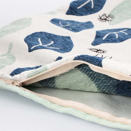 Coussin Totoro Feuilles Bleues et Vertes 45x45cm - Mon Voisin Totoro