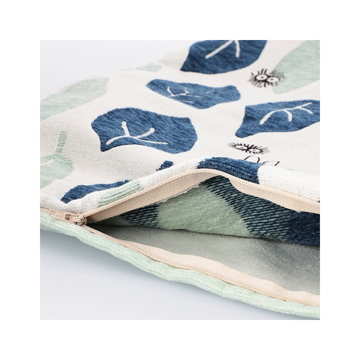 Coussin Totoro Feuilles Bleues et Vertes 45x45cm - Mon Voisin Totoro
