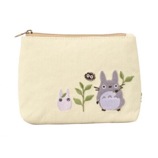 Sacoche Totoro Gris et Blanc Prairie 11 x 15 cm - Mon Voisin Totoro