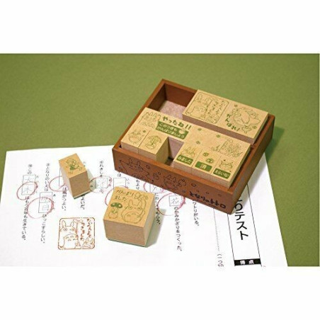Tampons En Bois Totoro Et Chatbus Version Verte - Mon Voisin Totoro