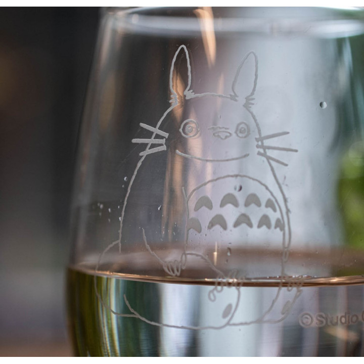 Verre gravé Totoro et trèfle blanc - Mon Voisin Totoro