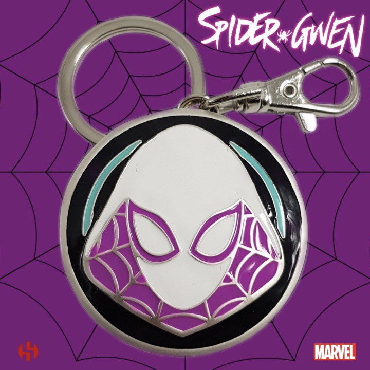 PORTE-CLÉS SPIDER-GWEN LOGO MÉTAL - MARVEL 