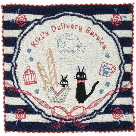 Mini Serviette bleue marine à rayures 25x25 - Kiki la petite sorcière