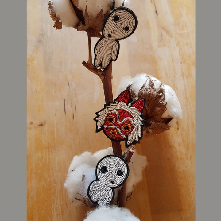 Broche cannetille Kodama debout - Princesse Mononoké