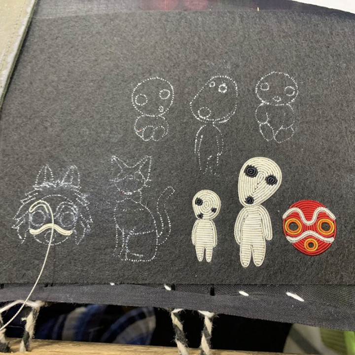 Broche cannetille Masque de San - Princesse Mononoké