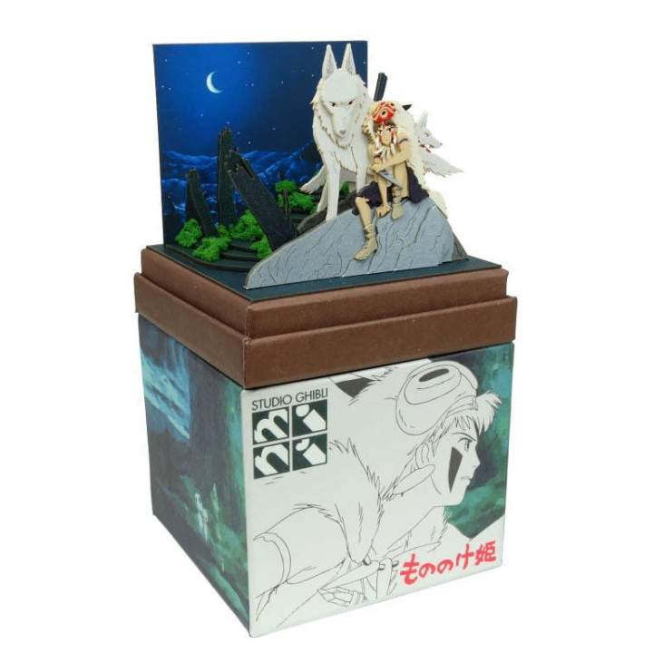 Diorama papier San et Moro sur un rocher -Princesse Mononoké