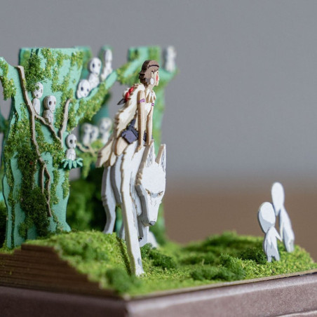 Diorama papier San, Moro et Kodama -Princesse Mononoké