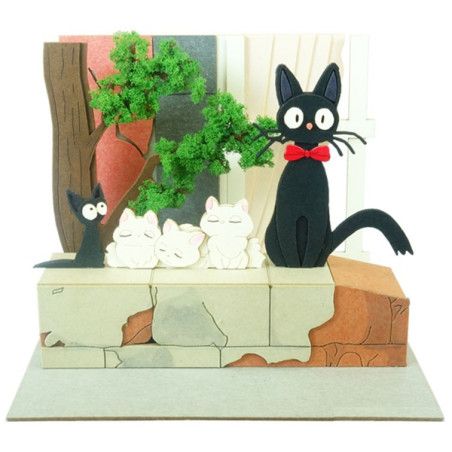 Diorama papier Jiji et chatons -Kiki la petite sorcière