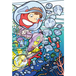Puzzle Vitrail 126P Ponyo sous la mer - Ponyo sur la falaise