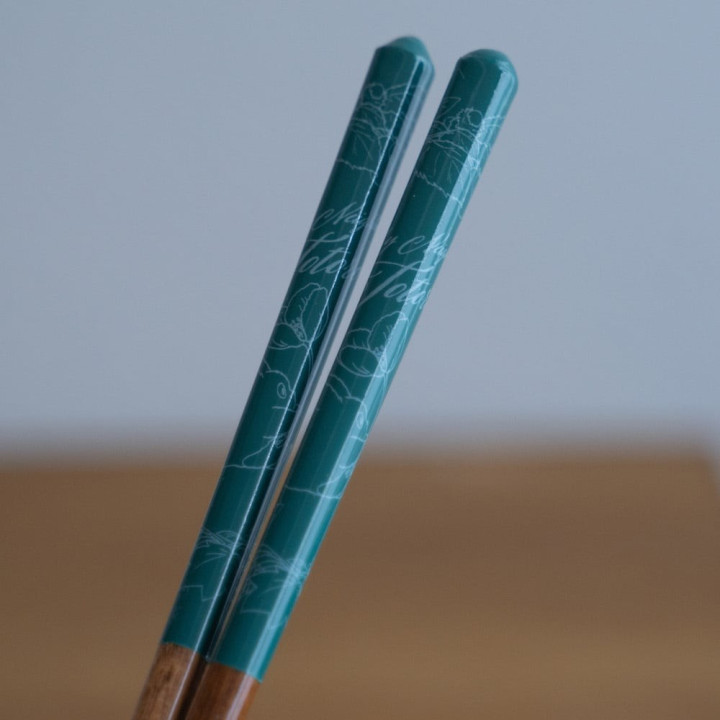 Lacquered Chopsticks 21cm Sketches Deep Green - My Neighbor Totoro