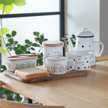 Beurrier émail avec couvercle bois Noiraudes 500ml - Mon Voisin Totor