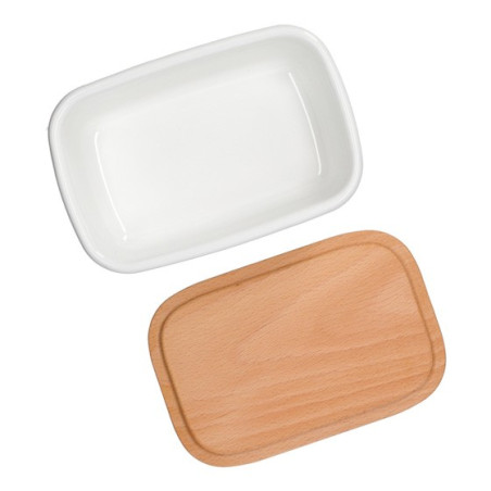 Beurrier émail avec couvercle bois Noiraudes 500ml - Mon Voisin Totor