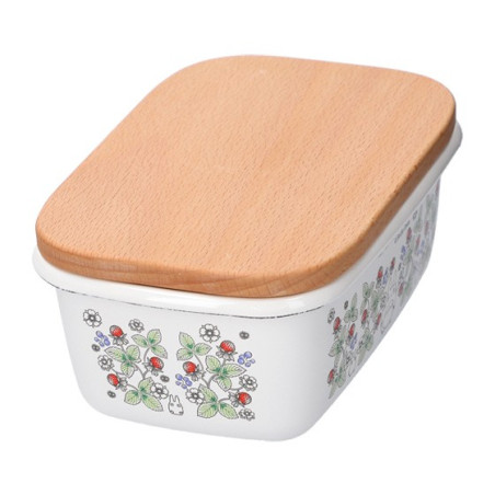 Beurrier émail avec couvercle bois Noiraudes 500ml - Mon Voisin Totor