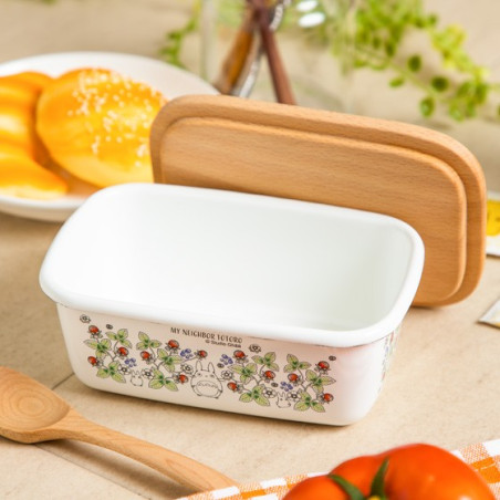 Beurrier émail avec couvercle bois Noiraudes 500ml - Mon Voisin Totor