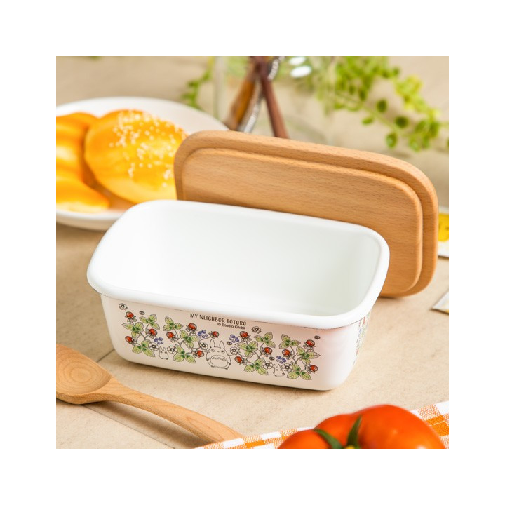 Beurrier émail avec couvercle bois Noiraudes 500ml - Mon Voisin Totor