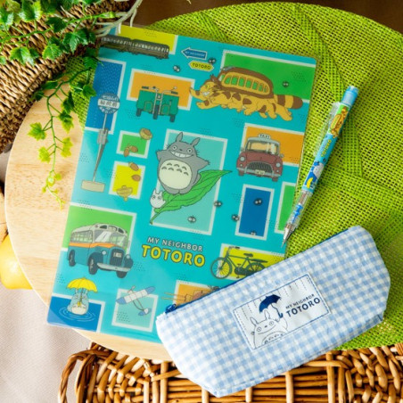 Blue checkered Pencil case - My Neighbor Totoro