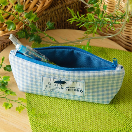 Blue checkered Pencil case - My Neighbor Totoro
