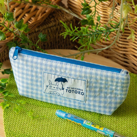 Blue checkered Pencil case - My Neighbor Totoro