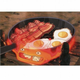 Carte Postale Calcifer œuf & bacon - Le Château Ambulant