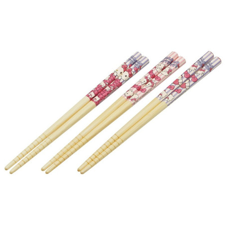 Set 3 paires Baguettes bambou - Hello Kitty