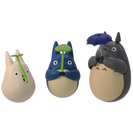 Figurine Culbuto Totoro Gris avec feuille - Mon Voisin Totoro