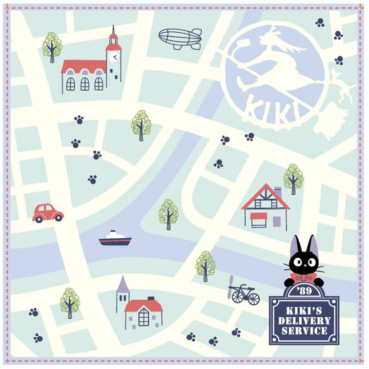 Mini Serviette Plan de la ville 25x25 cm - Kiki la petite sorcière