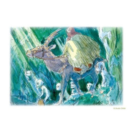 Carte de vœux aquarelle 24 x 15,8 cm Ashitaka dans la forêt  - Prince
