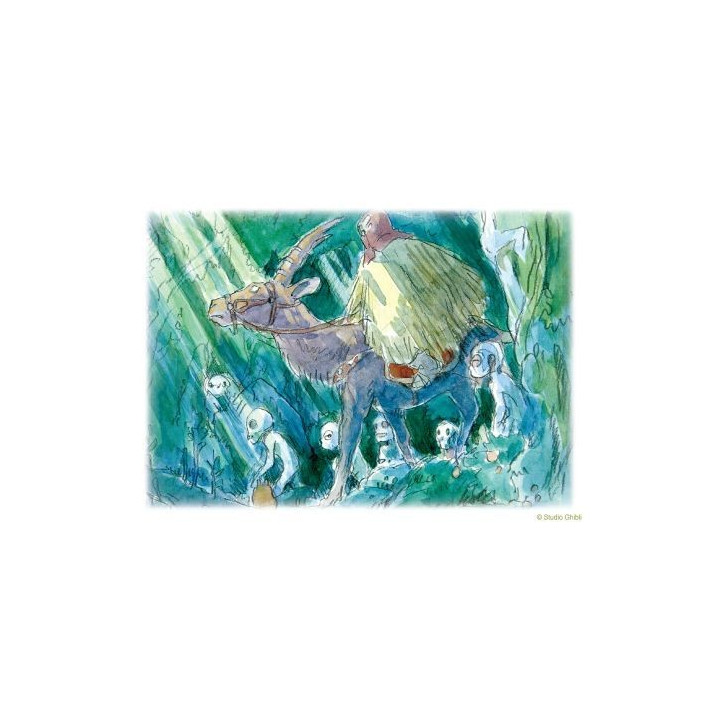 Carte de vœux aquarelle 24 x 15,8 cm Ashitaka dans la forêt  - Prince