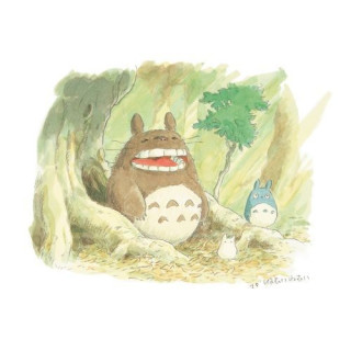 Carte de vœux aquarelle 24 x 15,8 cm Printemps - Mon Voisin Totoro