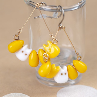 Boucles d’oreilles Totoro blanc & Maïs - Mon Voisin Totoro