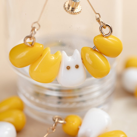 Boucles d’oreilles Totoro blanc & Maïs - Mon Voisin Totoro