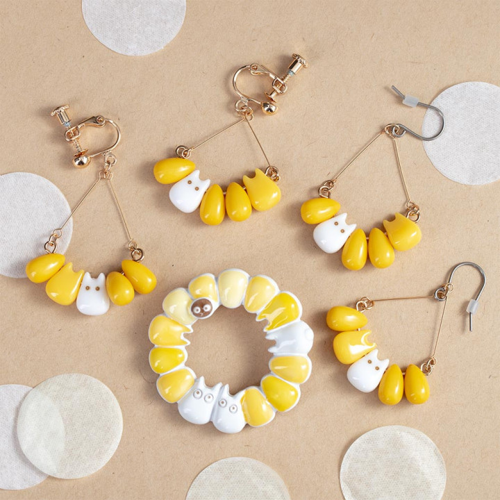 Boucles d’oreilles Totoro blanc & Maïs - Mon Voisin Totoro