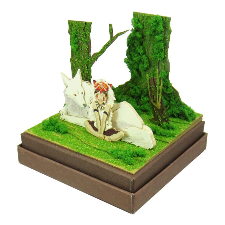 Diorama papier San & Loup Moro  - Princesse Mononoké