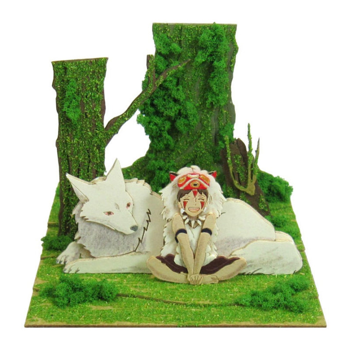 Diorama papier San & Loup Moro  - Princesse Mononoké