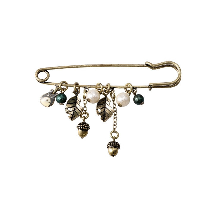Safety Pin brooch Totoro & Leaves - My Neighbor Totoro