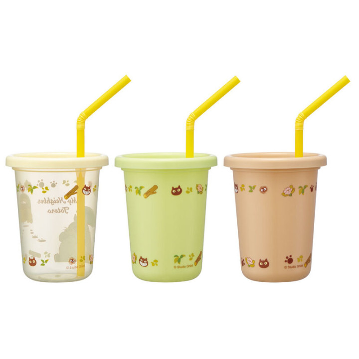 Set de 3 Verres avec Pailles - Mon Voisin Totoro