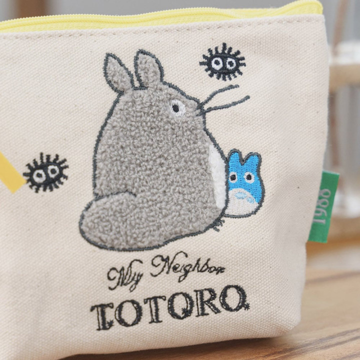 Trousse brodée Totoro Gris et Bleu - Mon Voisin Totoro