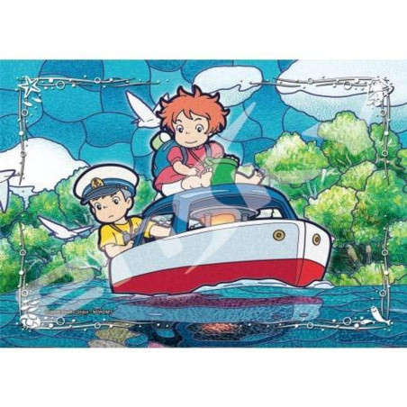 Puzzle Vitrail 208P Ponyo & Sosuke sur le bateau - Ponyo sur la falai